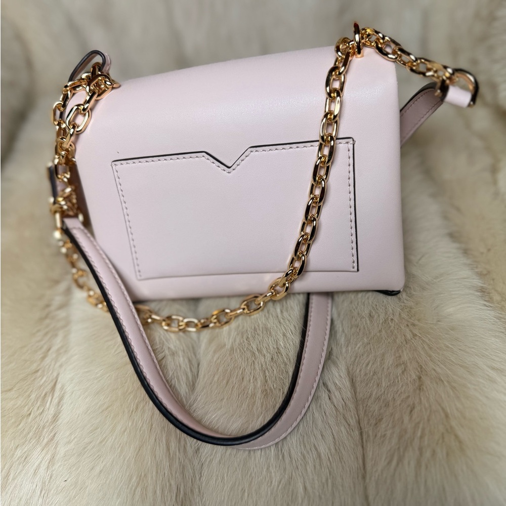 Light Pink Crossbody Bag with Gold Chain - Picture 2 of 5